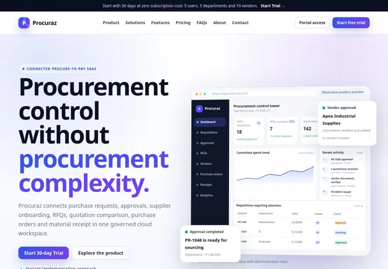 Procuraz website homepage screenshot